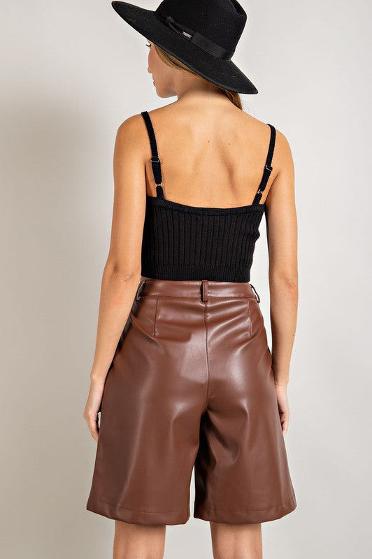 FAUX LEATHER BERMUDA SHORTS