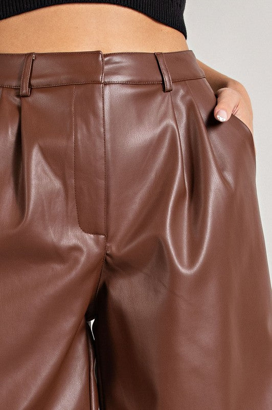 FAUX LEATHER BERMUDA SHORTS