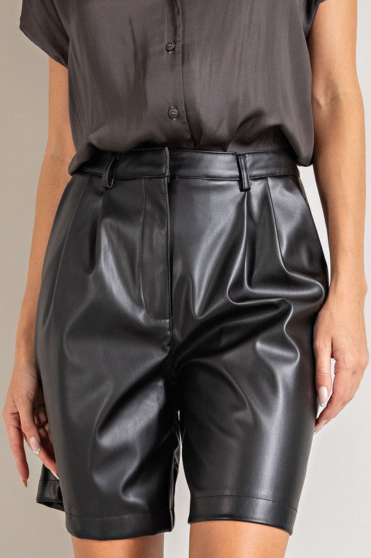 FAUX LEATHER BERMUDA SHORTS