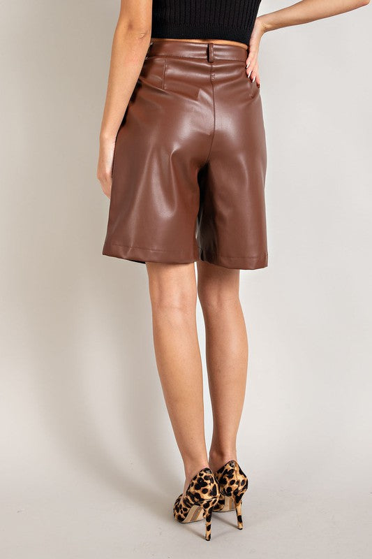 FAUX LEATHER BERMUDA SHORTS