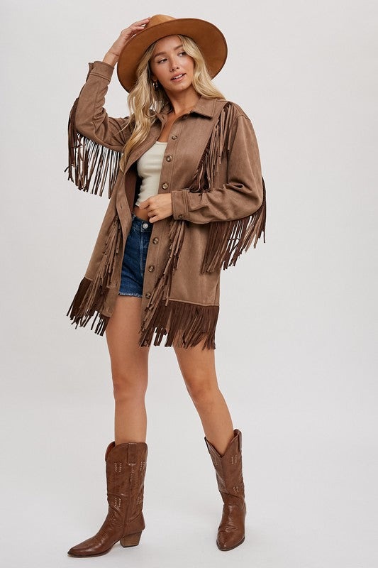 VEGAN SUEDE FRINGED JACKET
