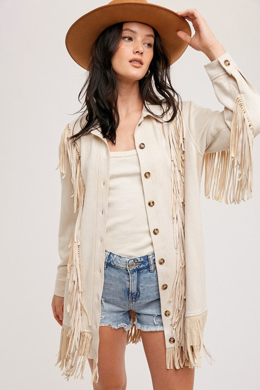 VEGAN SUEDE FRINGED JACKET