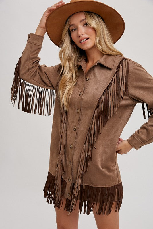 VEGAN SUEDE FRINGED JACKET