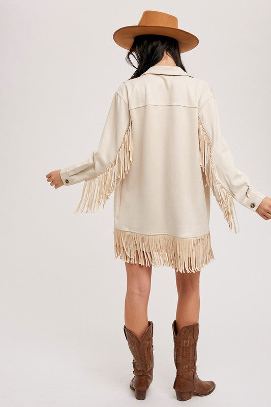 VEGAN SUEDE FRINGED JACKET