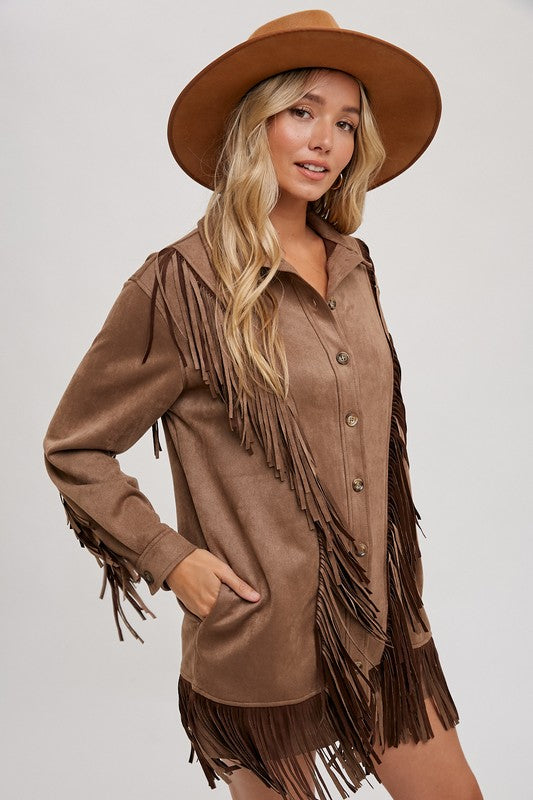 VEGAN SUEDE FRINGED JACKET
