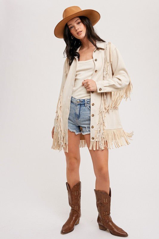 VEGAN SUEDE FRINGED JACKET