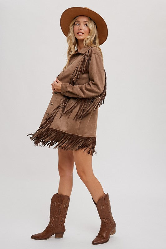 VEGAN SUEDE FRINGED JACKET