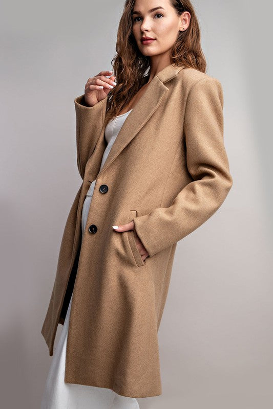 COLLARED LONG SLEEVE TRENCH COAT