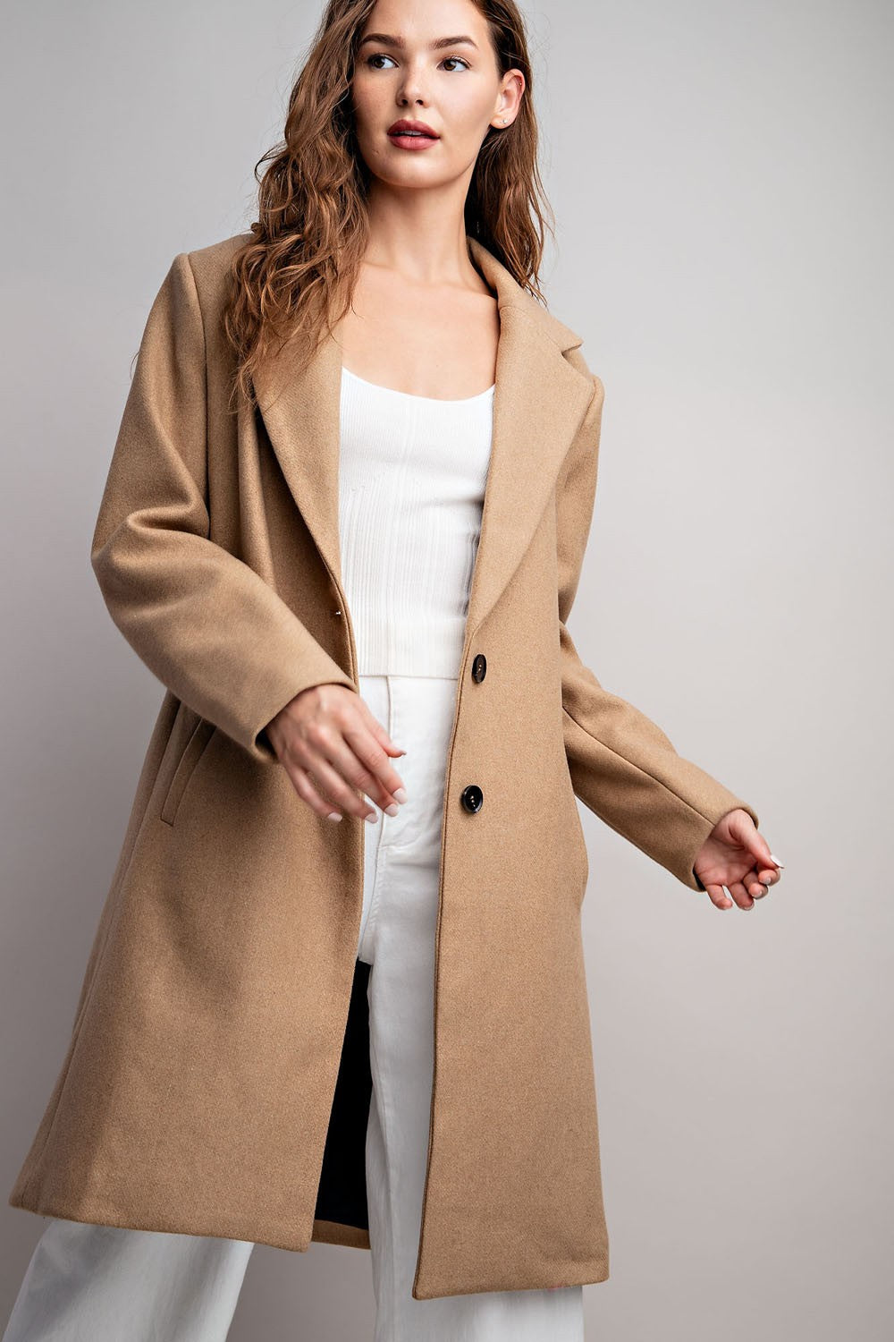COLLARED LONG SLEEVE TRENCH COAT