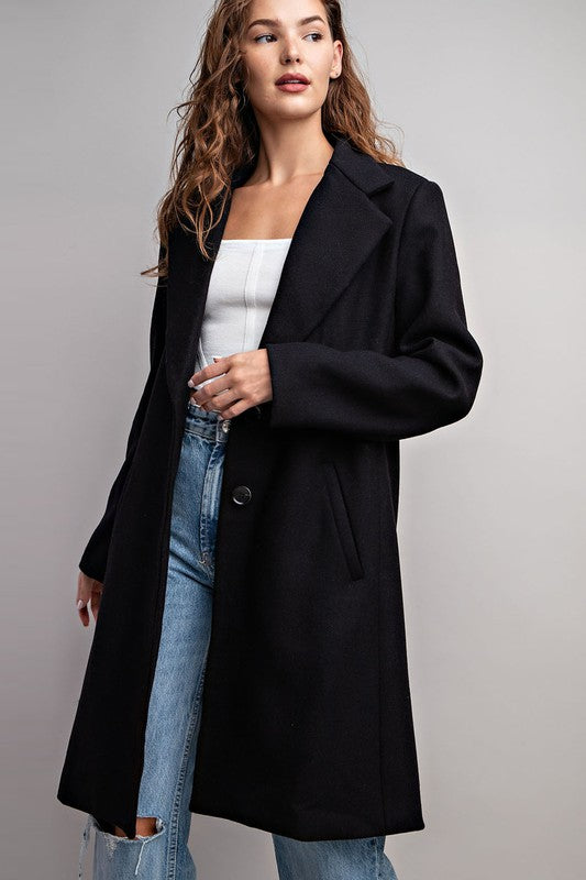 COLLARED LONG SLEEVE TRENCH COAT