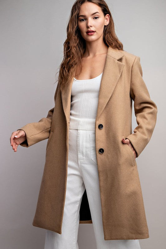COLLARED LONG SLEEVE TRENCH COAT