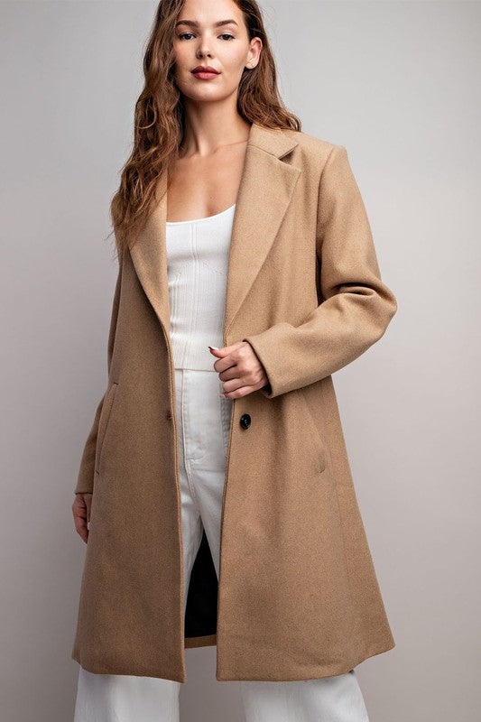 COLLARED LONG SLEEVE TRENCH COAT