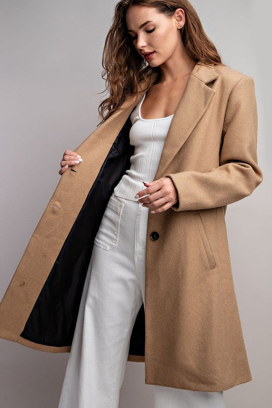 COLLARED LONG SLEEVE TRENCH COAT