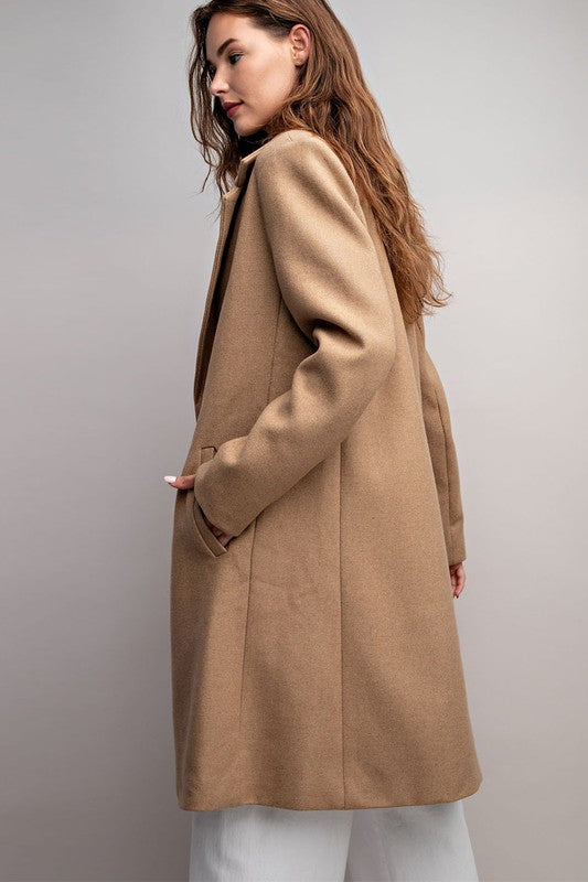 COLLARED LONG SLEEVE TRENCH COAT