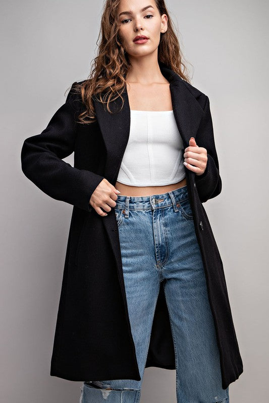 COLLARED LONG SLEEVE TRENCH COAT