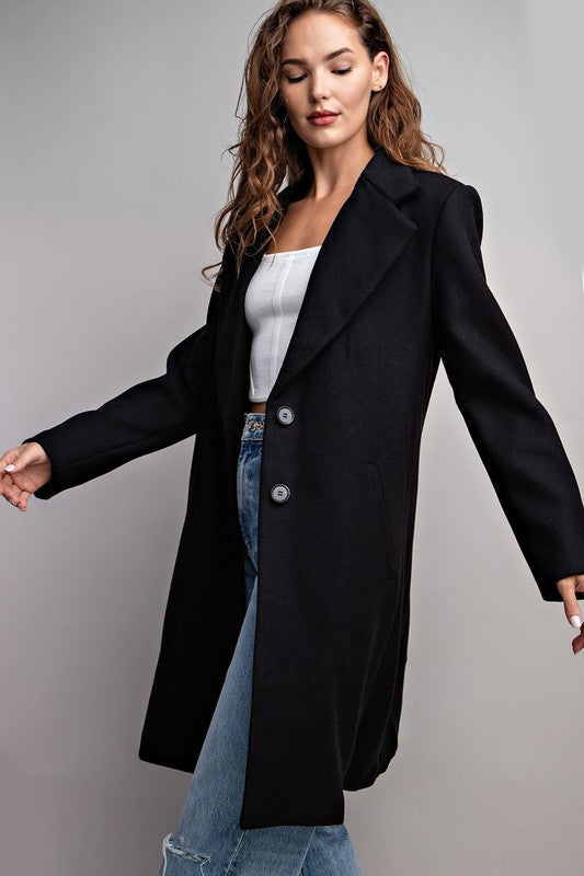 COLLARED LONG SLEEVE TRENCH COAT