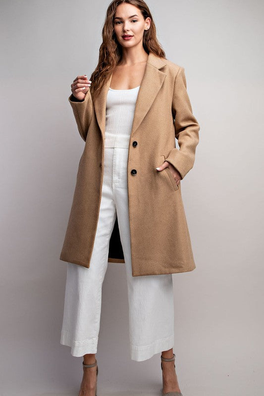 COLLARED LONG SLEEVE TRENCH COAT