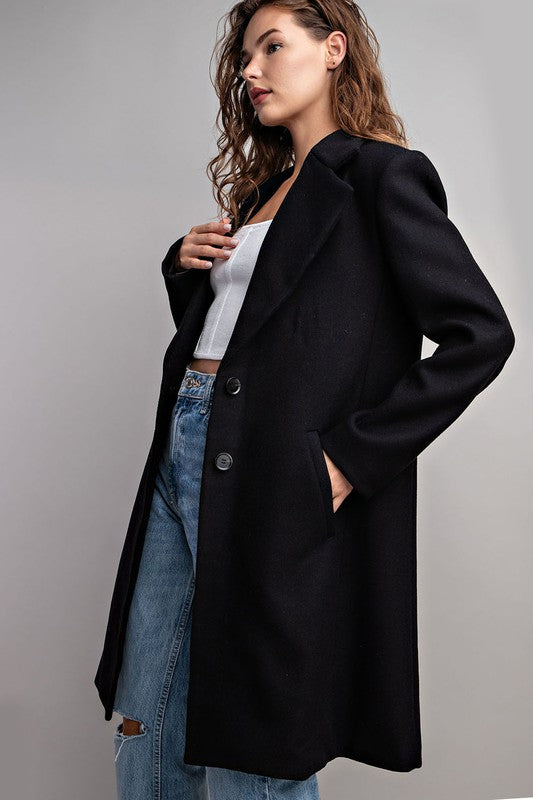 COLLARED LONG SLEEVE TRENCH COAT