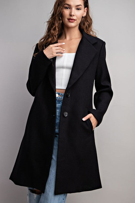 COLLARED LONG SLEEVE TRENCH COAT