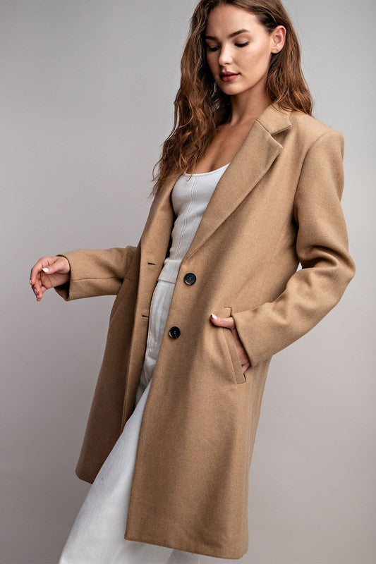 COLLARED LONG SLEEVE TRENCH COAT