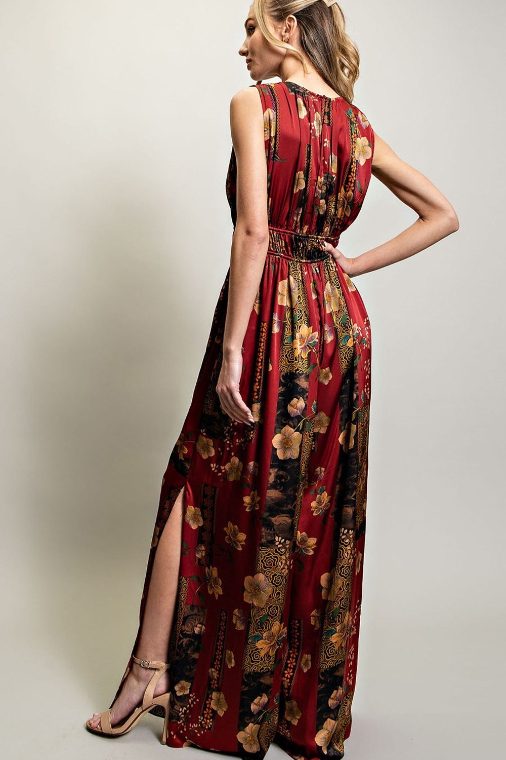 V NECK DRAWSTRING JUMPSUIT