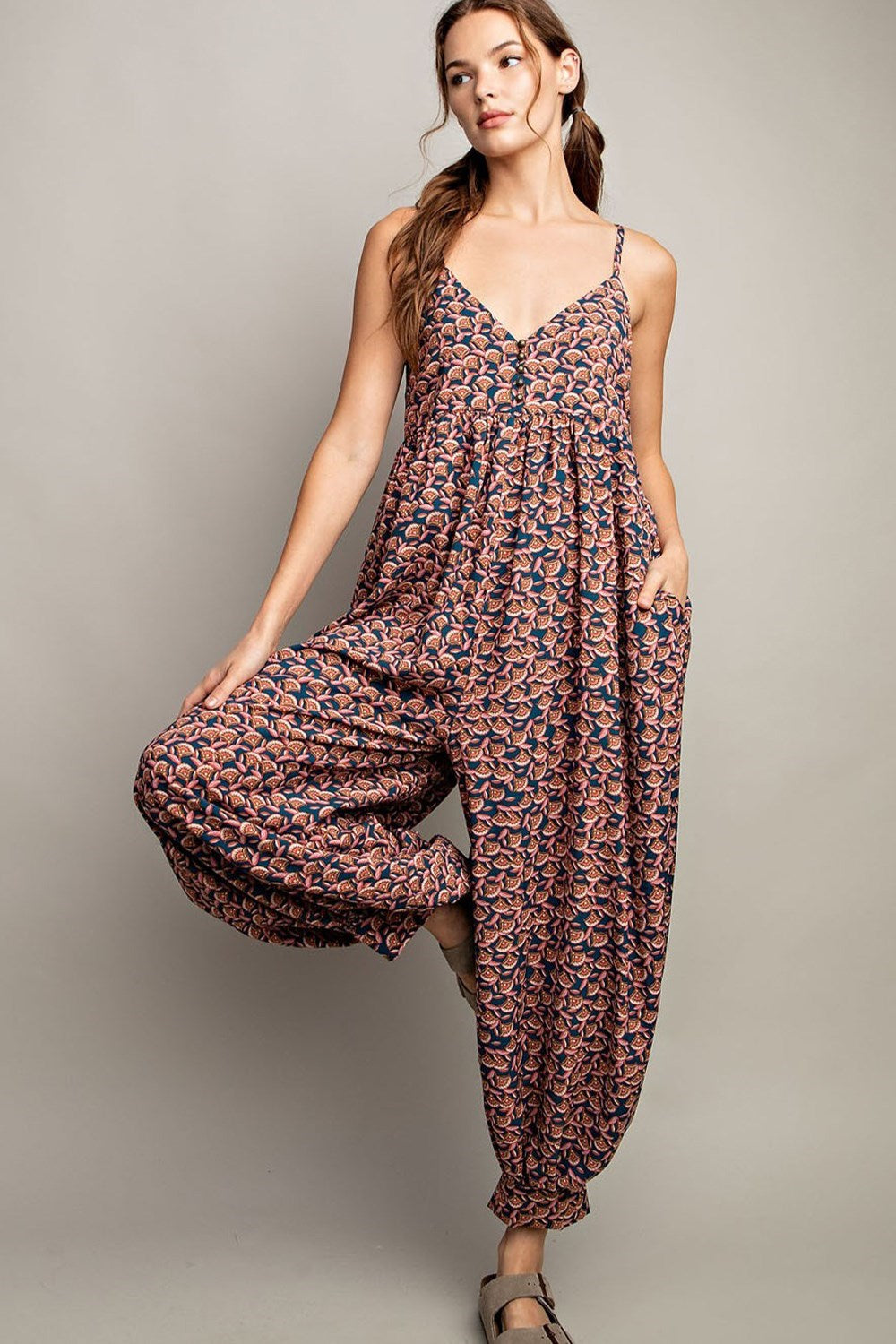Printed Sleeveless Jumpsuit