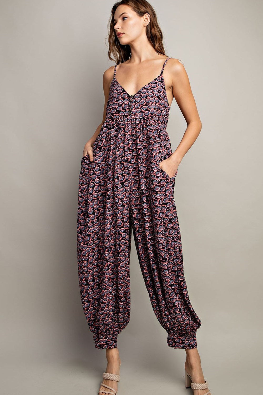 Printed Sleeveless Jumpsuit