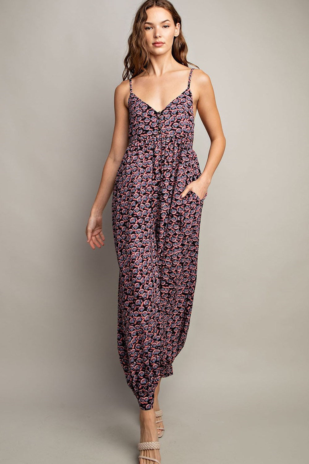 Printed Sleeveless Jumpsuit