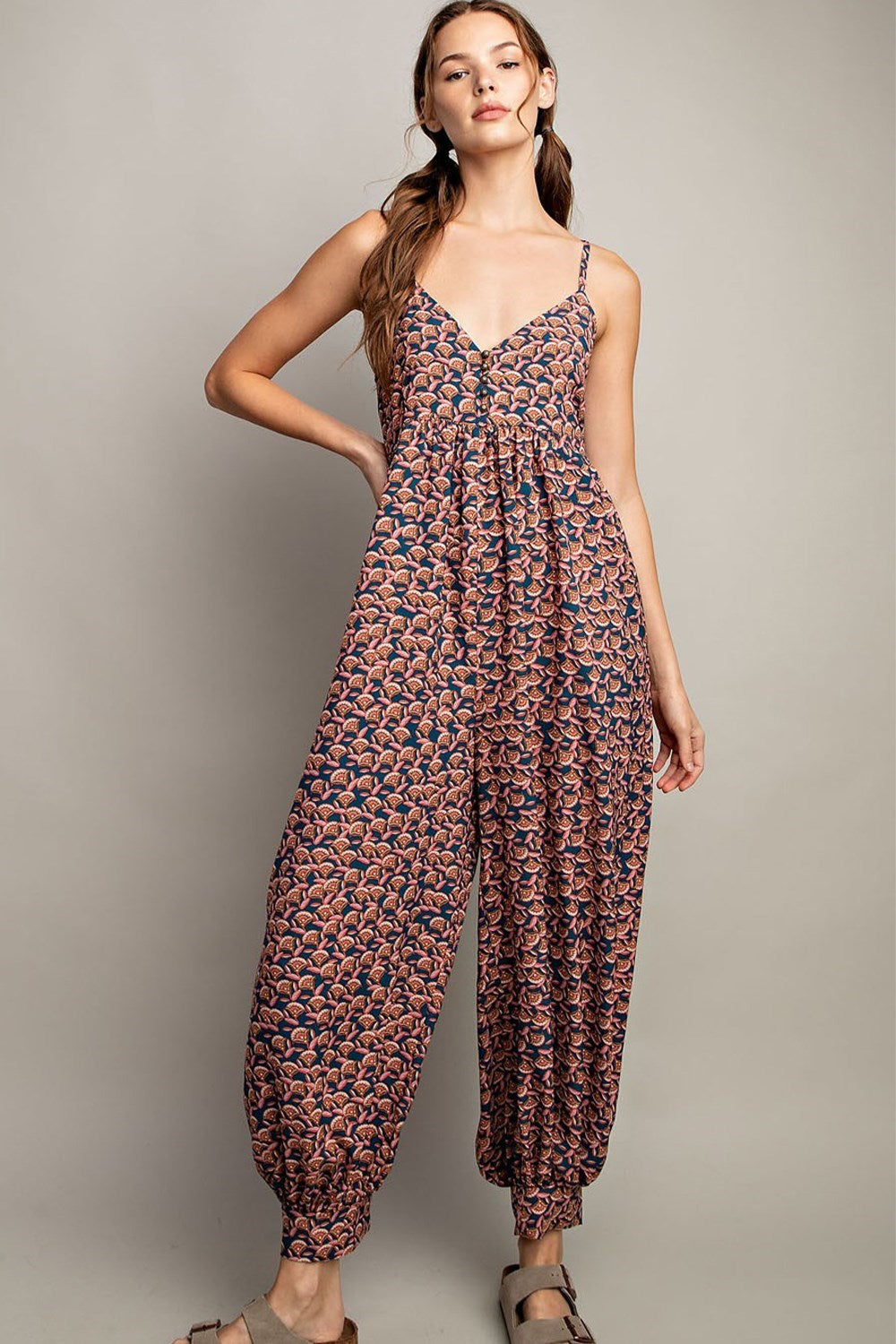 Printed Sleeveless Jumpsuit