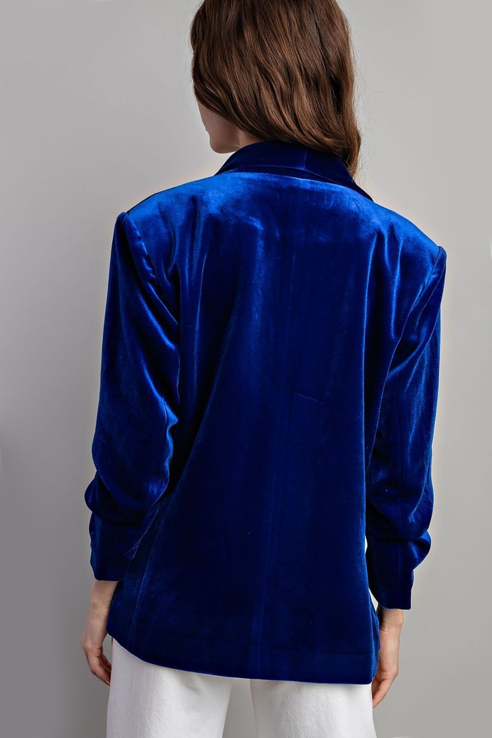 VELVET RUCHED SLEEVE JACKET