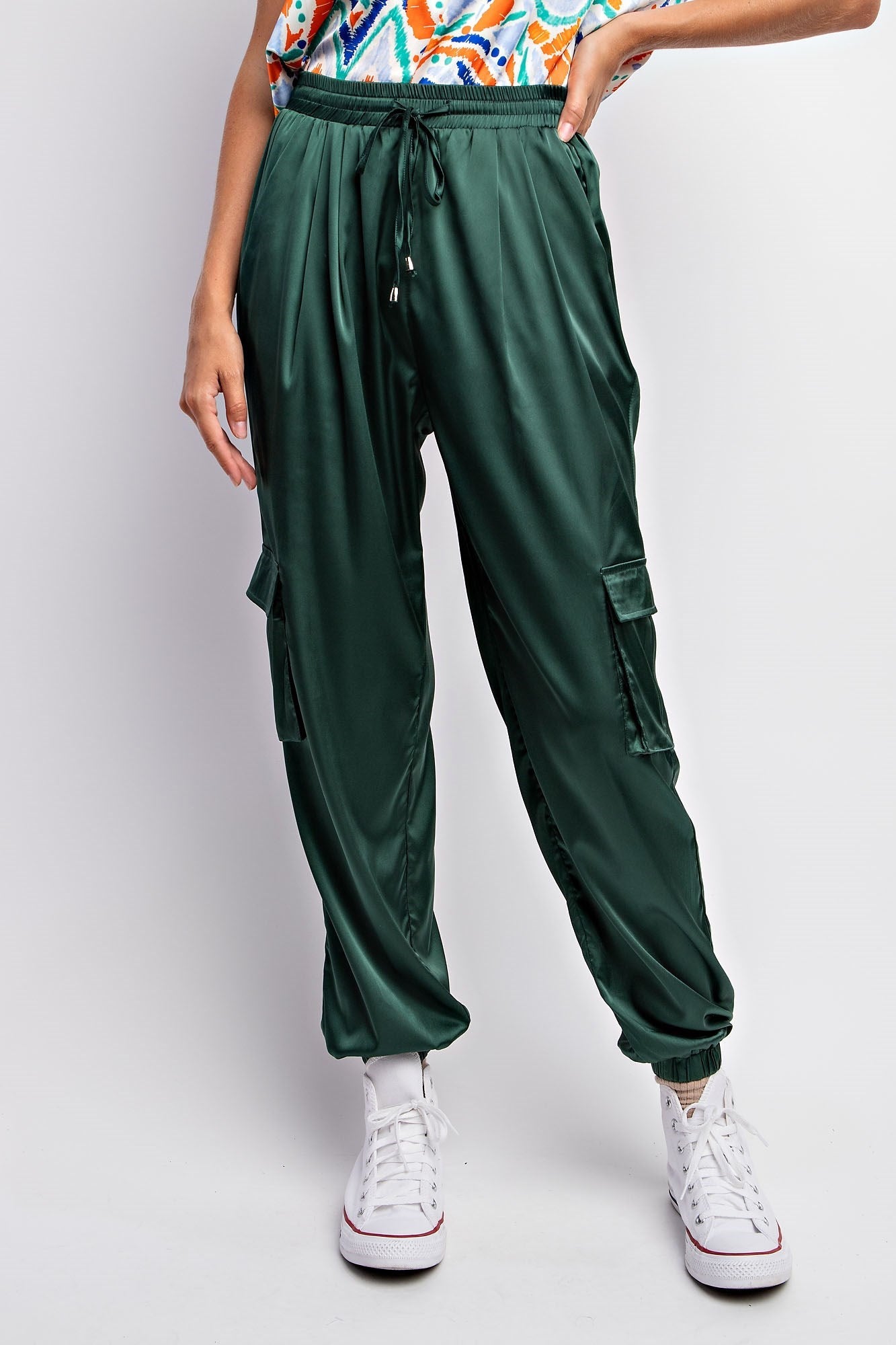 SATIN CARGO JOGGER PANTS