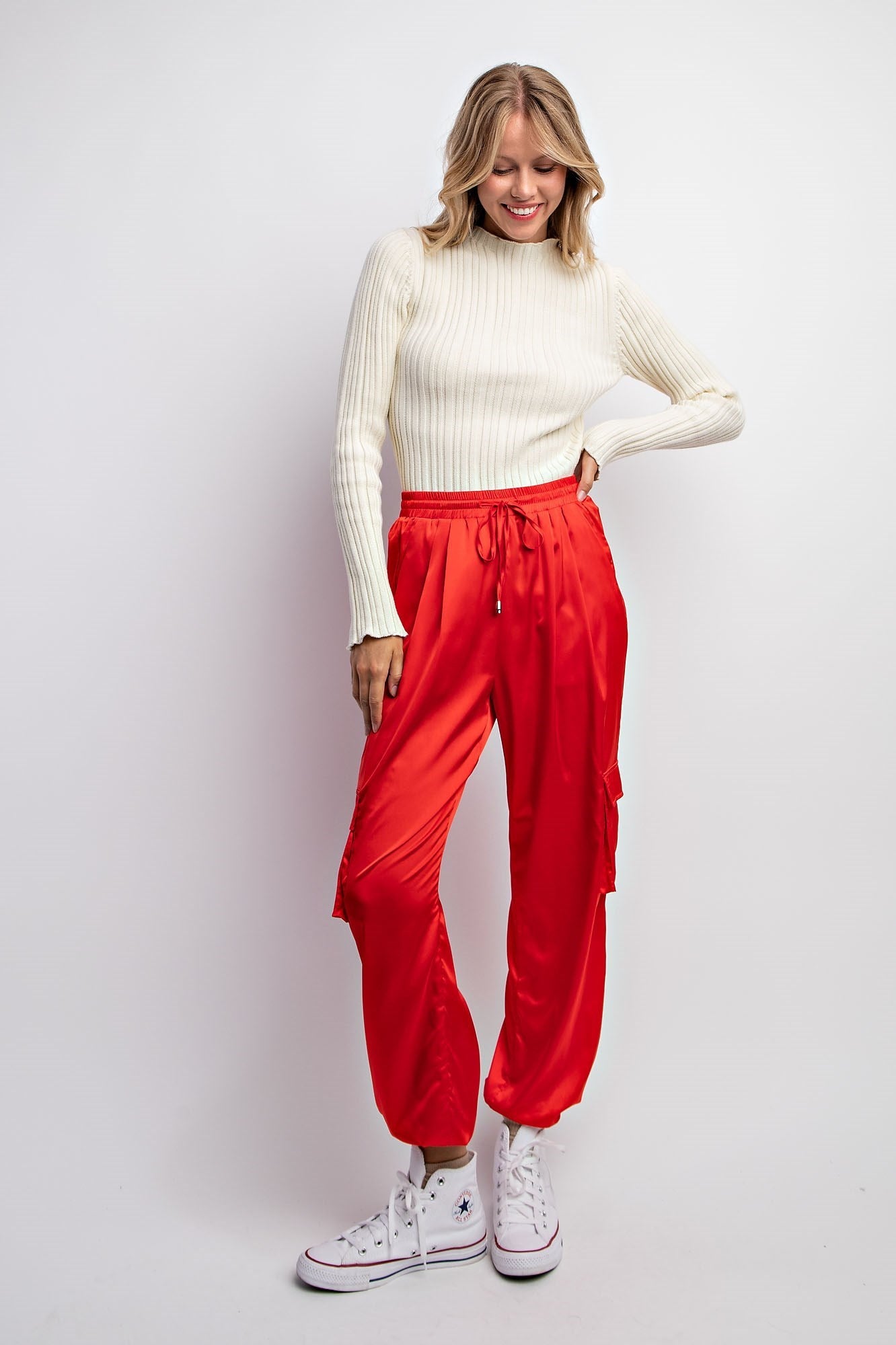 SATIN CARGO JOGGER PANTS