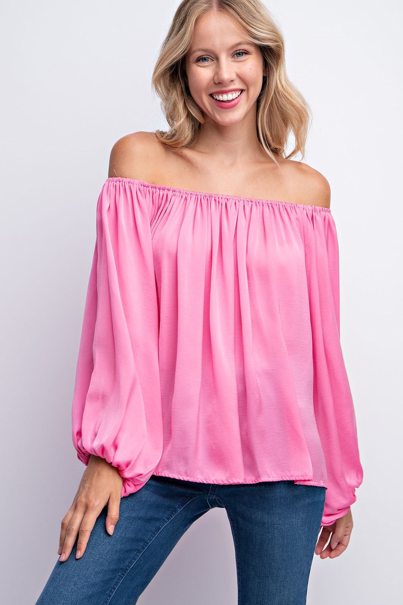 OFF THE SHOULDER PEASANT SOLID TOP