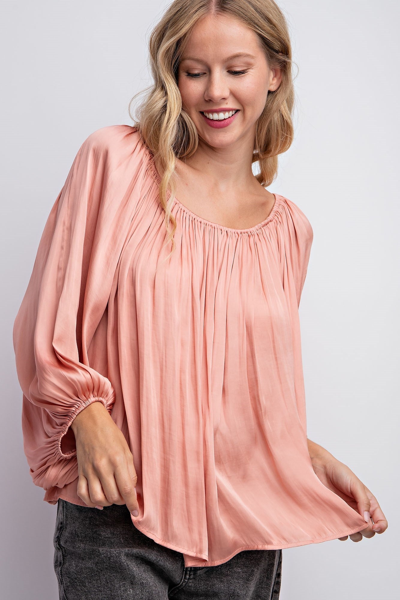 OFF THE SHOULDER PEASANT SOLID TOP