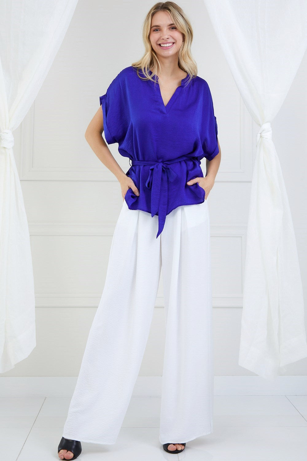 SOLID LOOSE FIT SATIN TOP