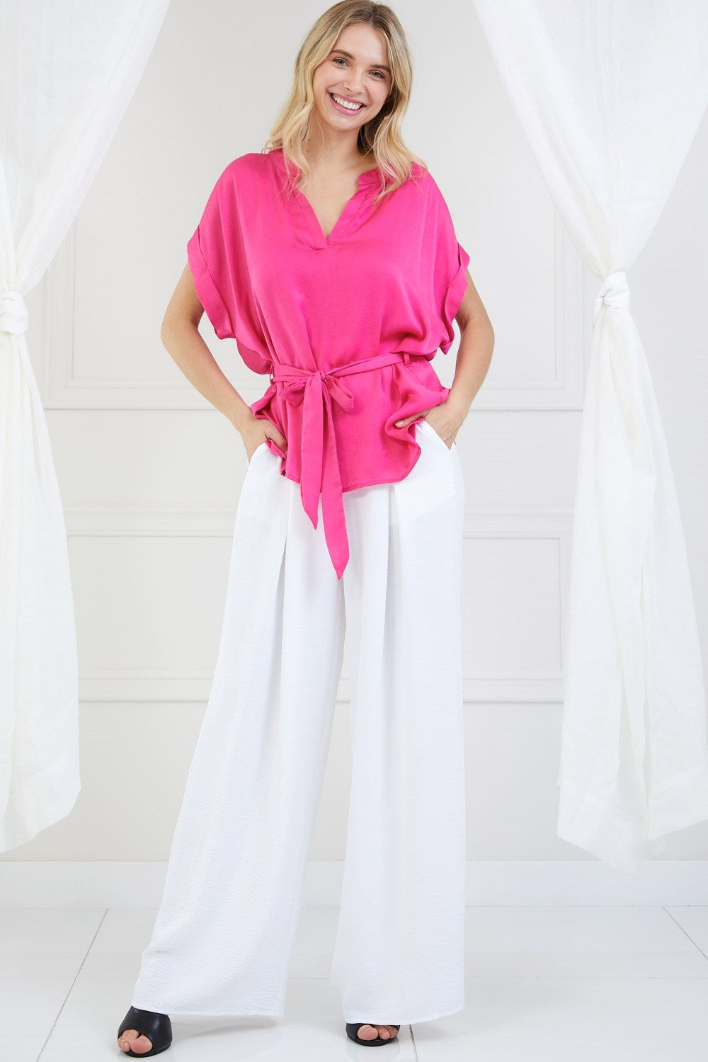 SOLID LOOSE FIT SATIN TOP