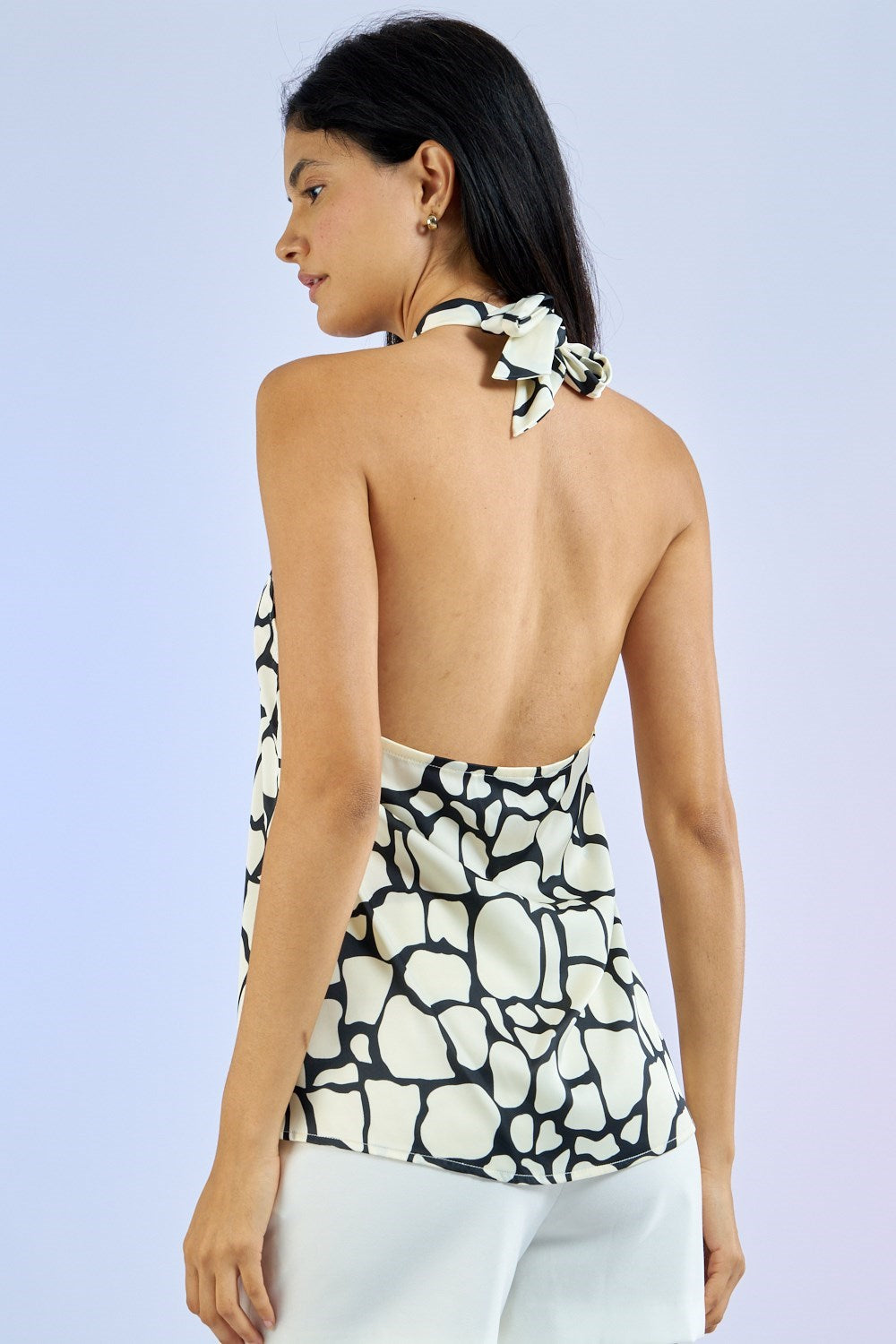 GIRAFFE PRINT HALTER TOP