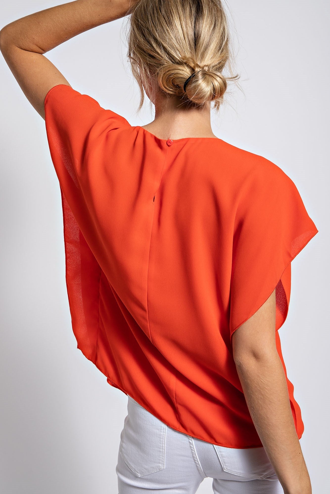 SHIRRED SOLID BLOUSE