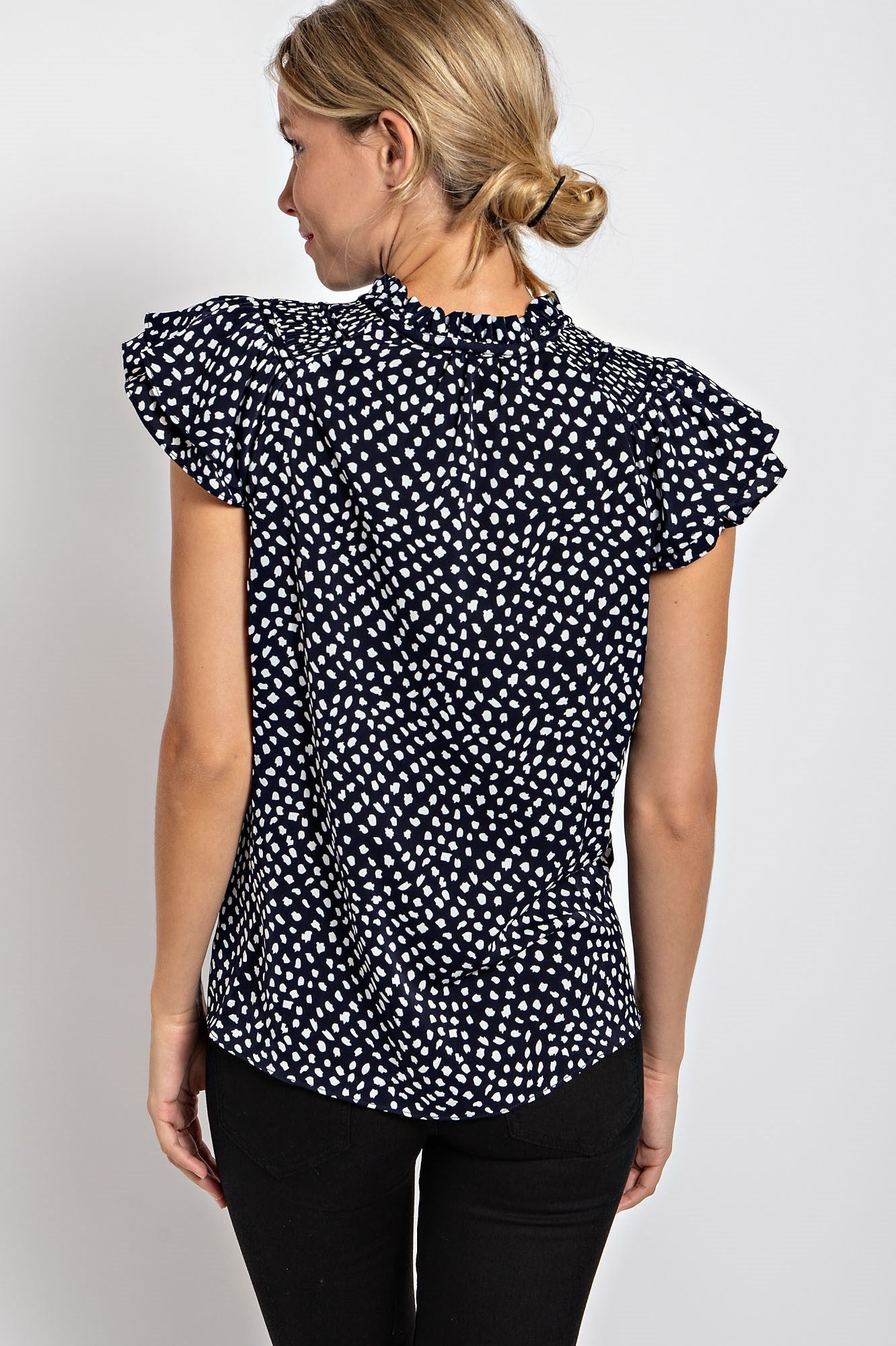 DALMATIAN PRINT TWIST KNOT FRONT TOP