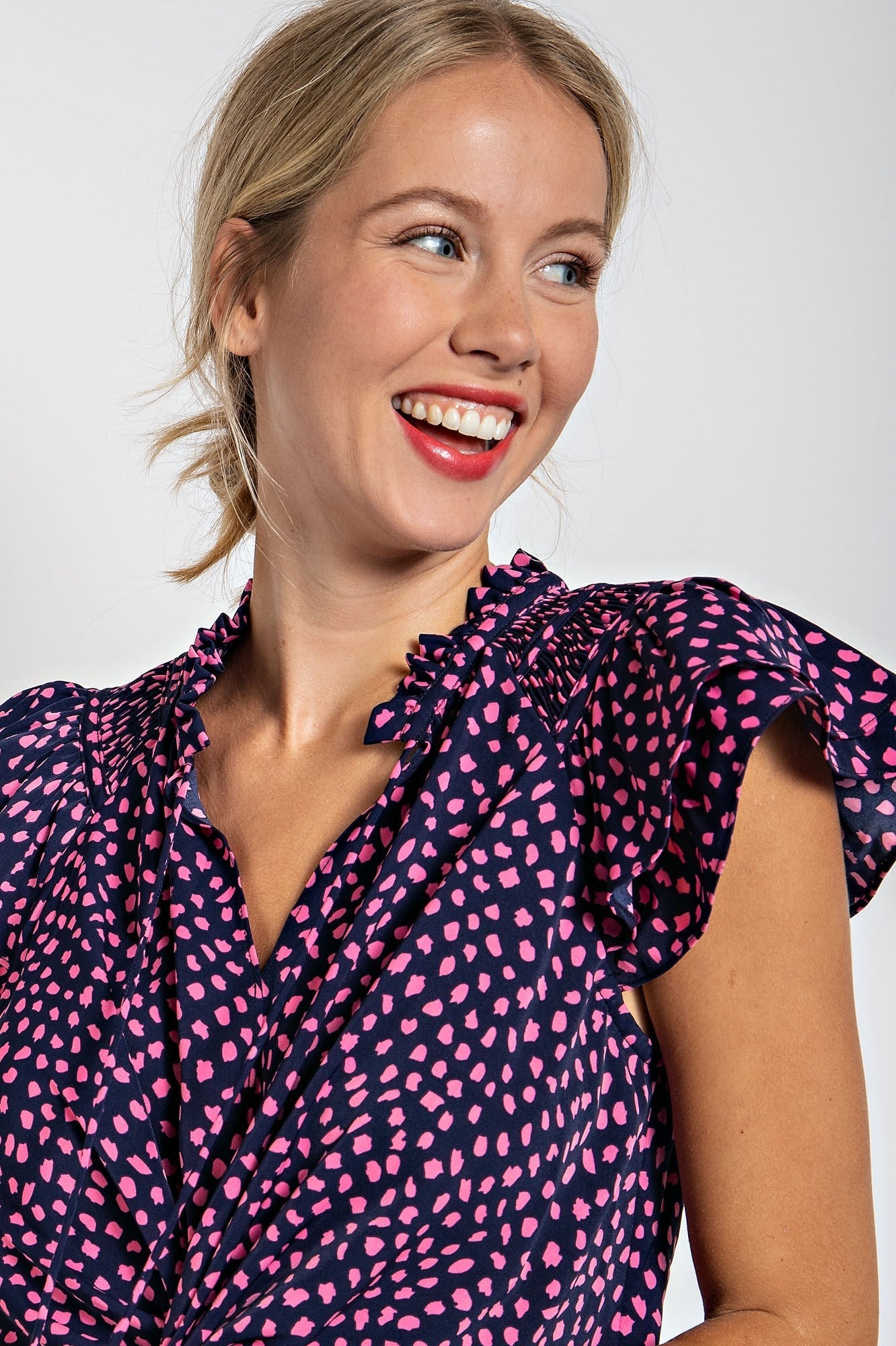 DALMATIAN PRINT TWIST KNOT FRONT TOP