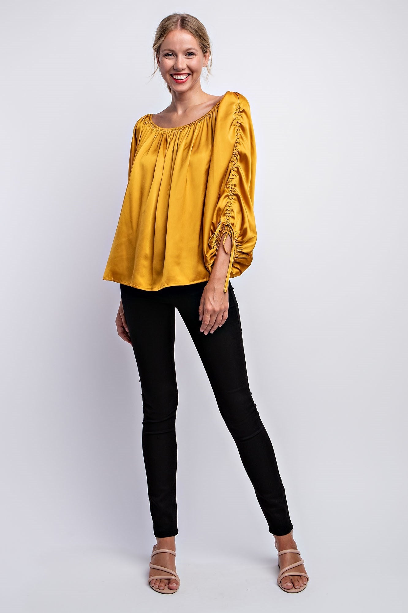 BALLOON SLEEVE OFF THE SHOULDER BLOUSE