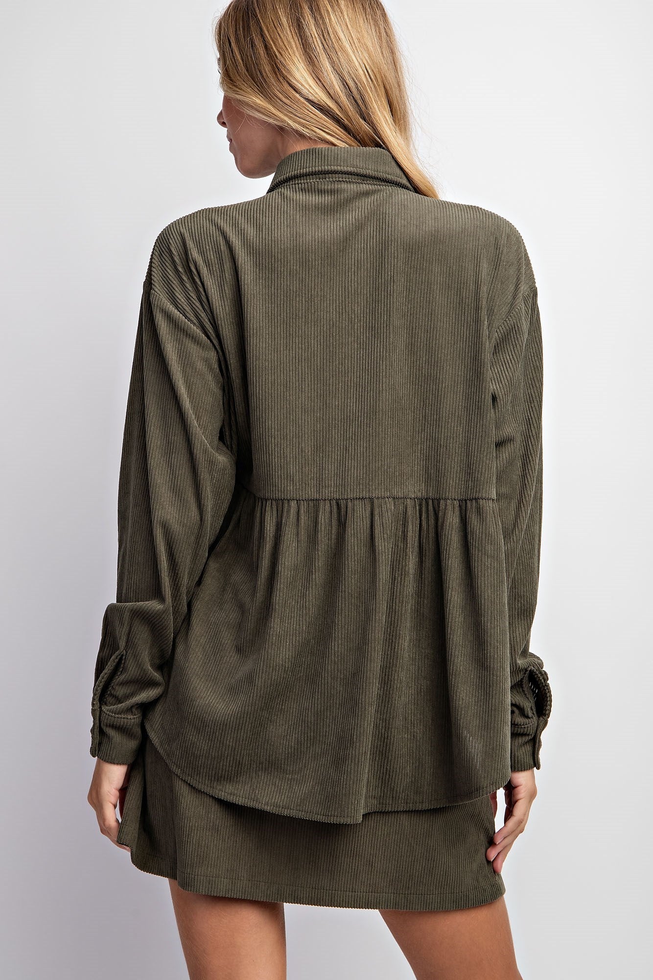 CORDUROY BABYDOLL SHACKET & SKIRT