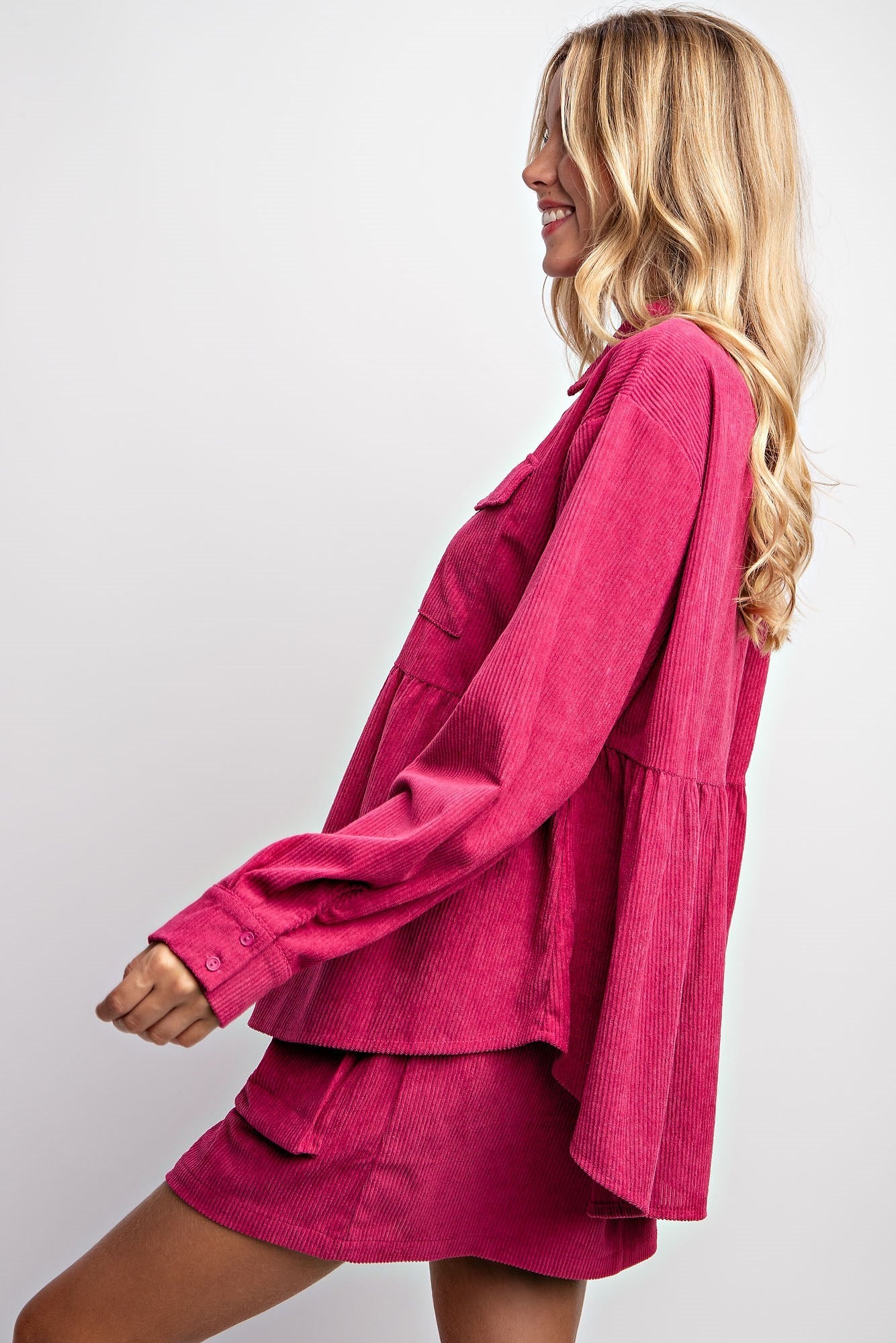 CORDUROY BABYDOLL SHACKET & SKIRT