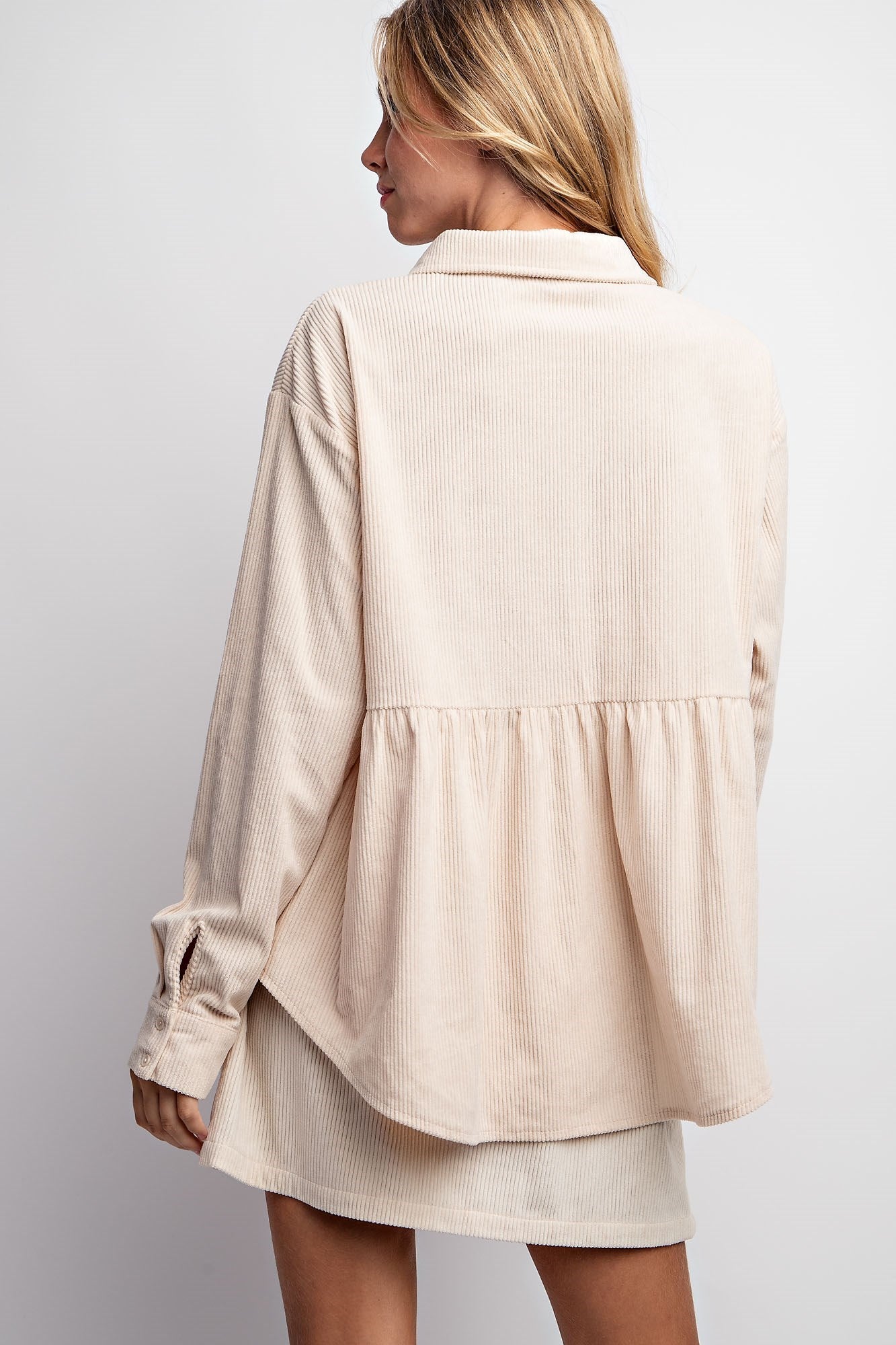 CORDUROY BABYDOLL SHACKET & SKIRT