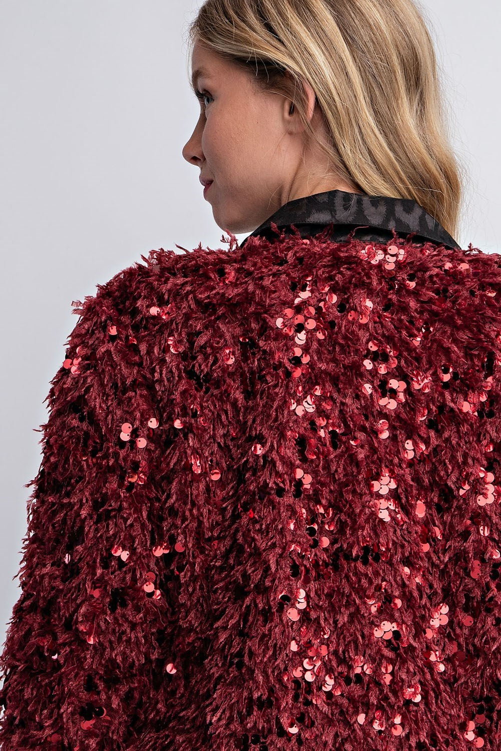 SEQUIN FEATHER JACKET COAT