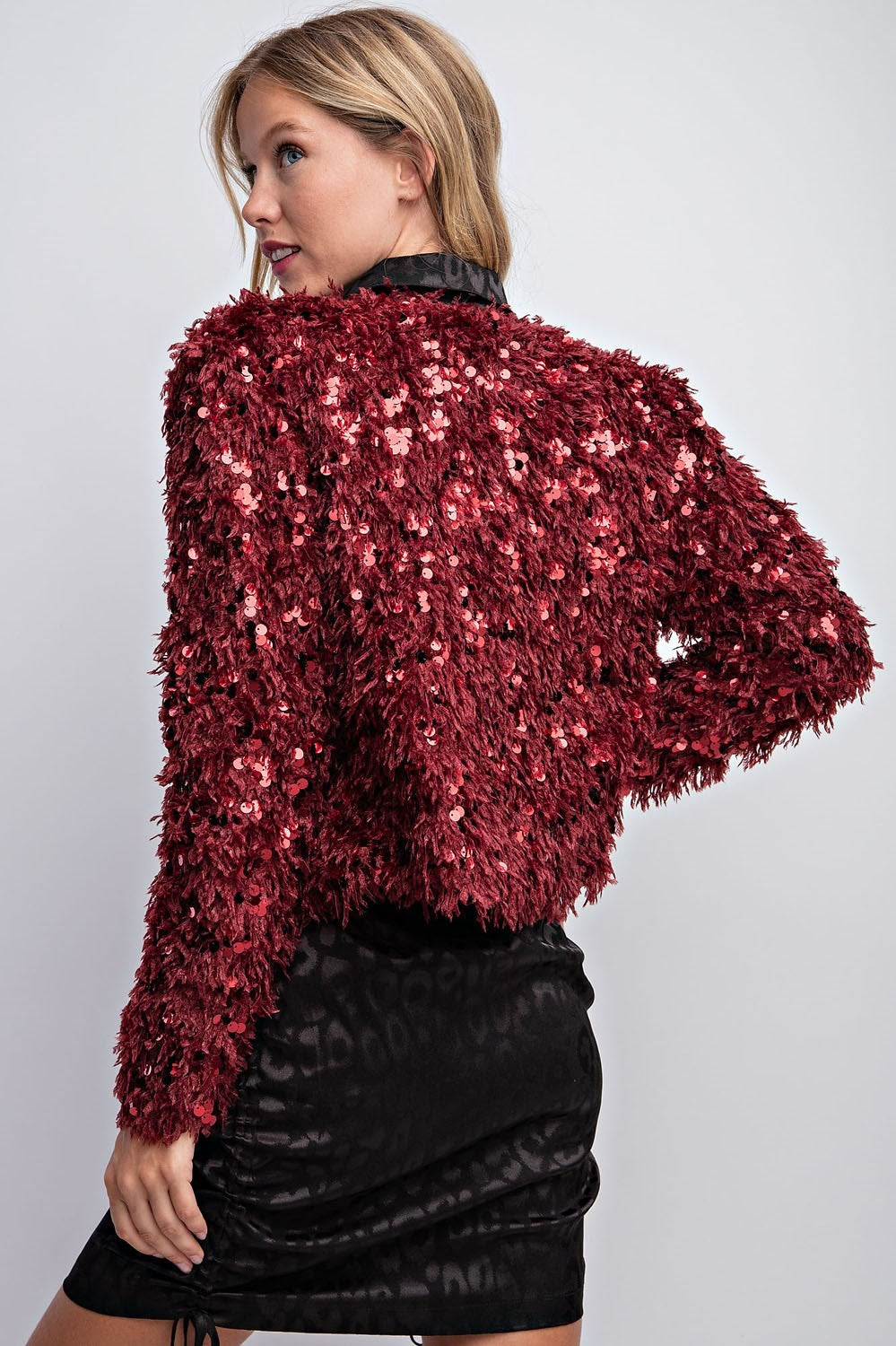 SEQUIN FEATHER JACKET COAT