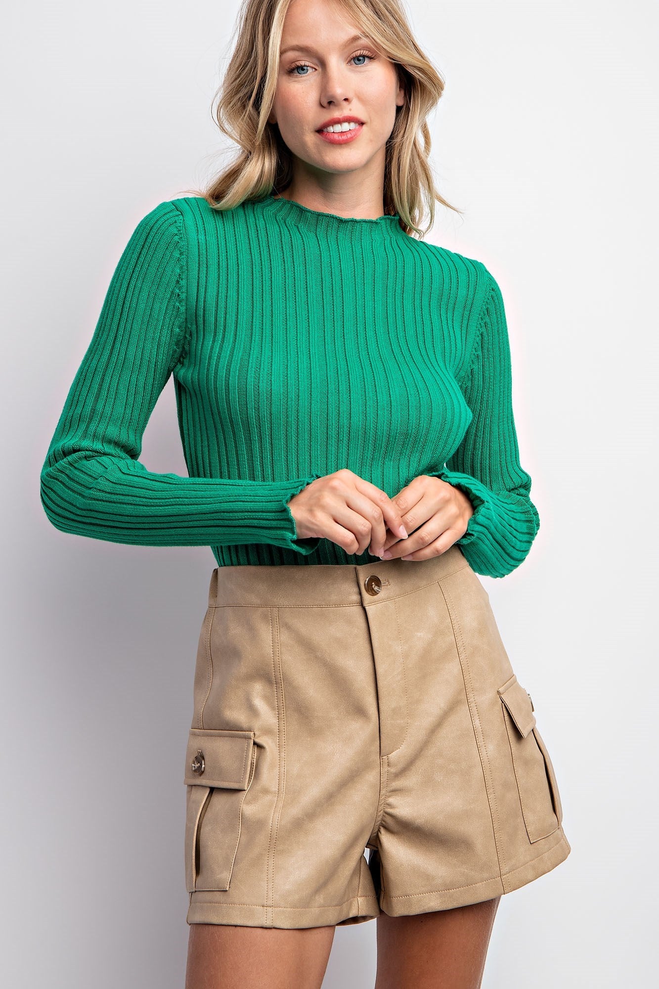 WASHED VEGAN LEATHER SHORT