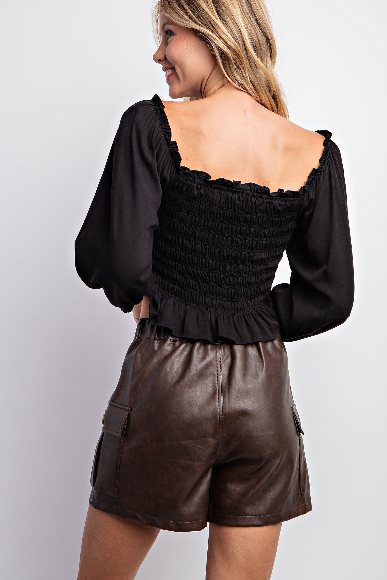 WASHED VEGAN LEATHER SHORT
