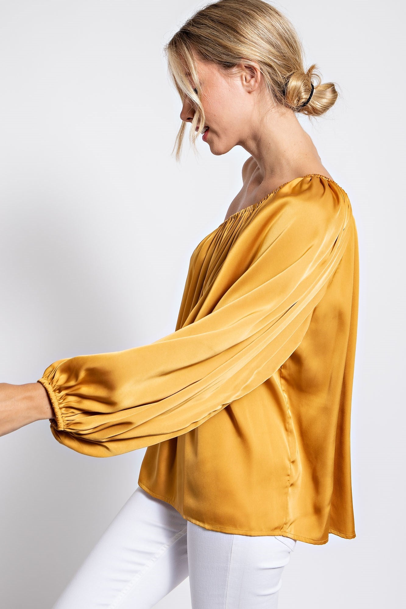 ONE SHOULDER SOLID SATIN TOP