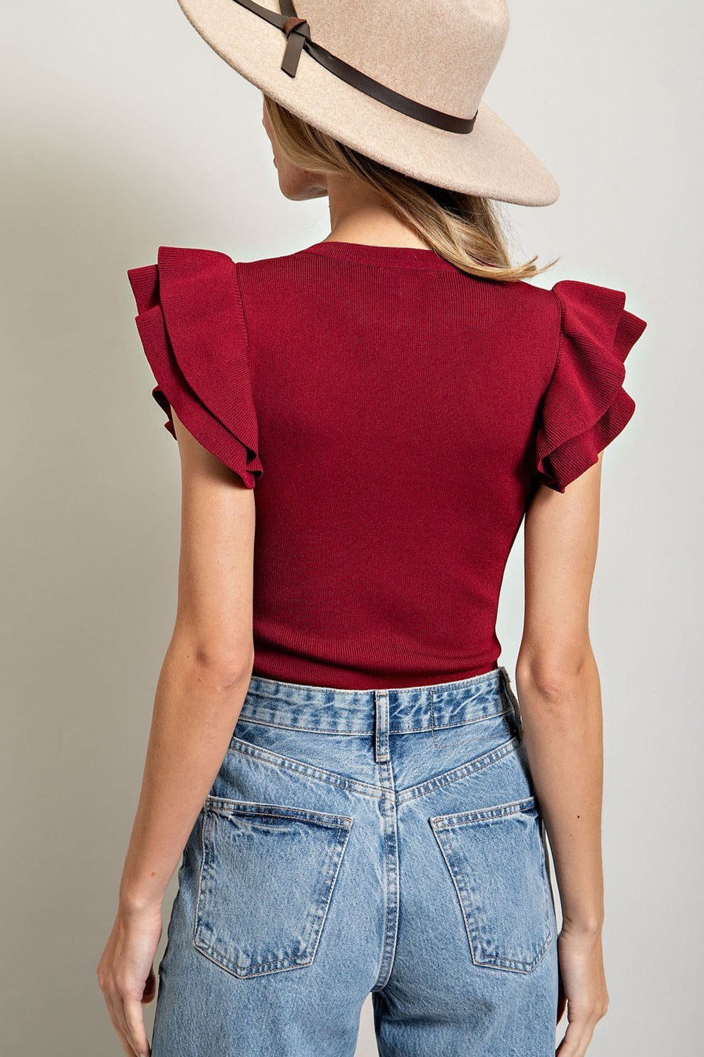 RUFFLE SLEEVE BODYSUIT